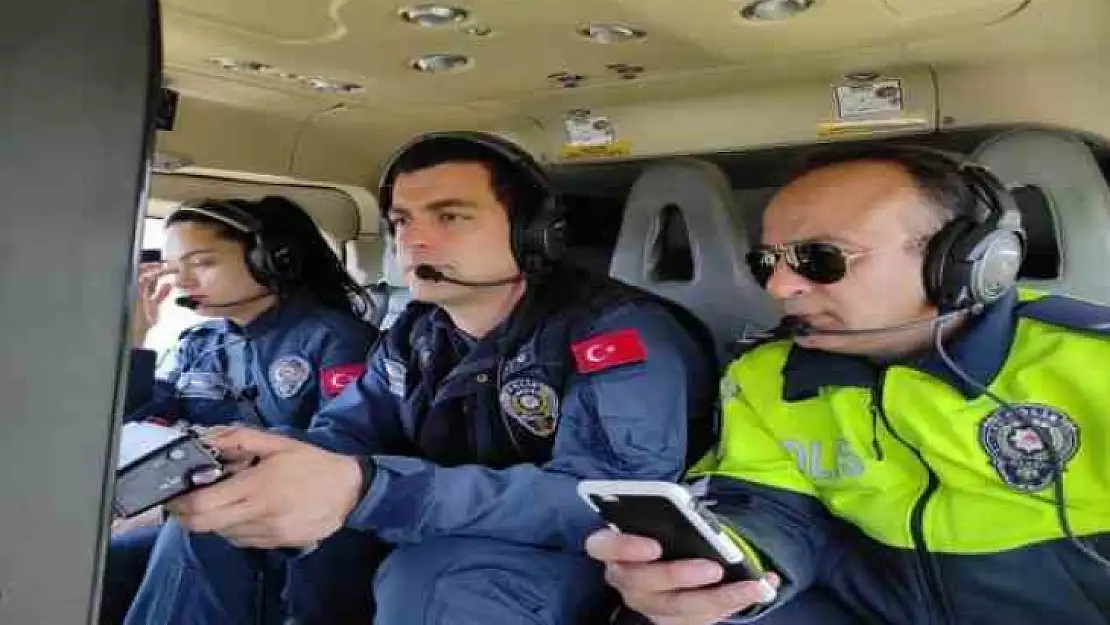 Bayramın son günü trafik ekipleri havadan denetim gerçekleştirdi