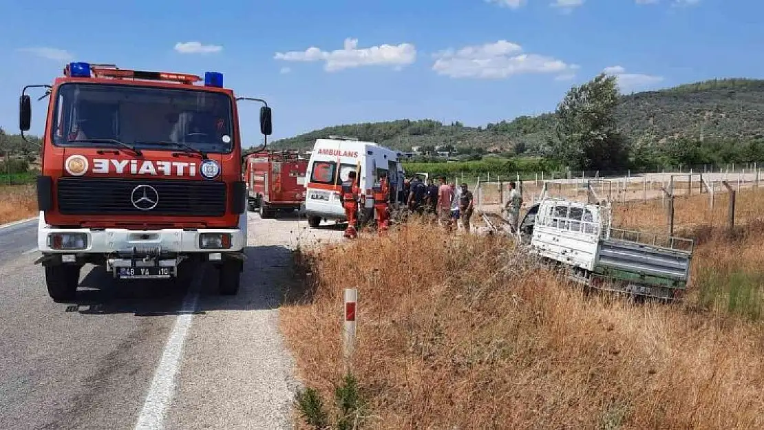 Bodrum'da kamyonet tarlaya uçtu: 2 yaralı