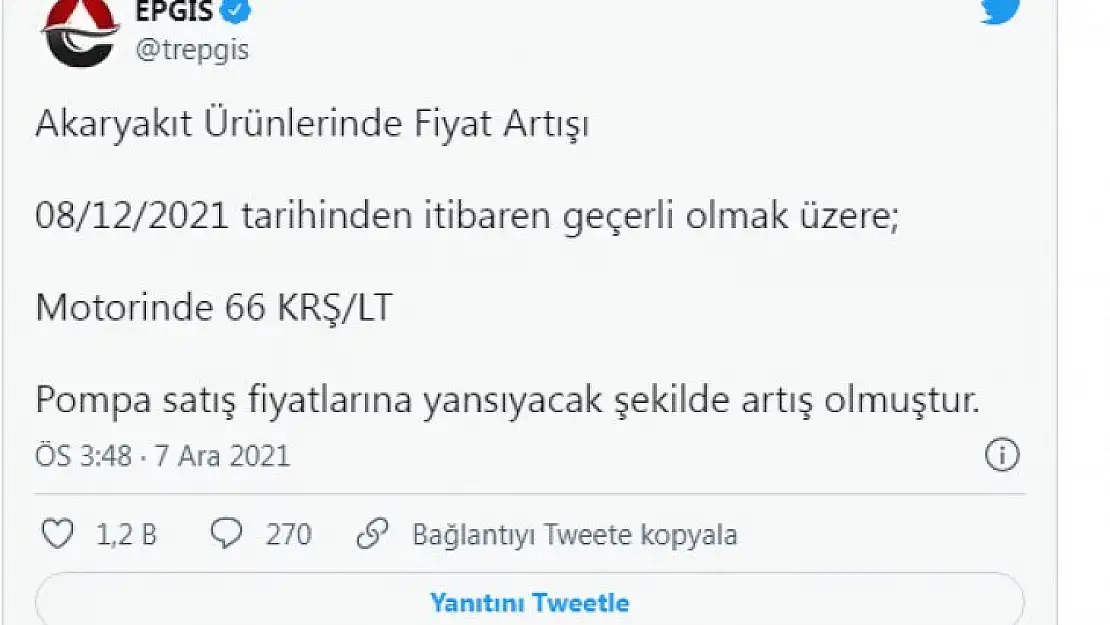 Fiyatı 10 Lirayı Geçti