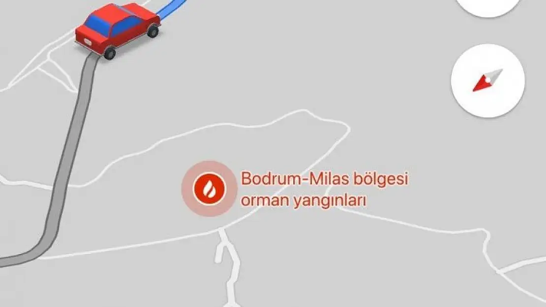 Muğla'daki yangınlar navigasyon uygulamalarına da yansıdı