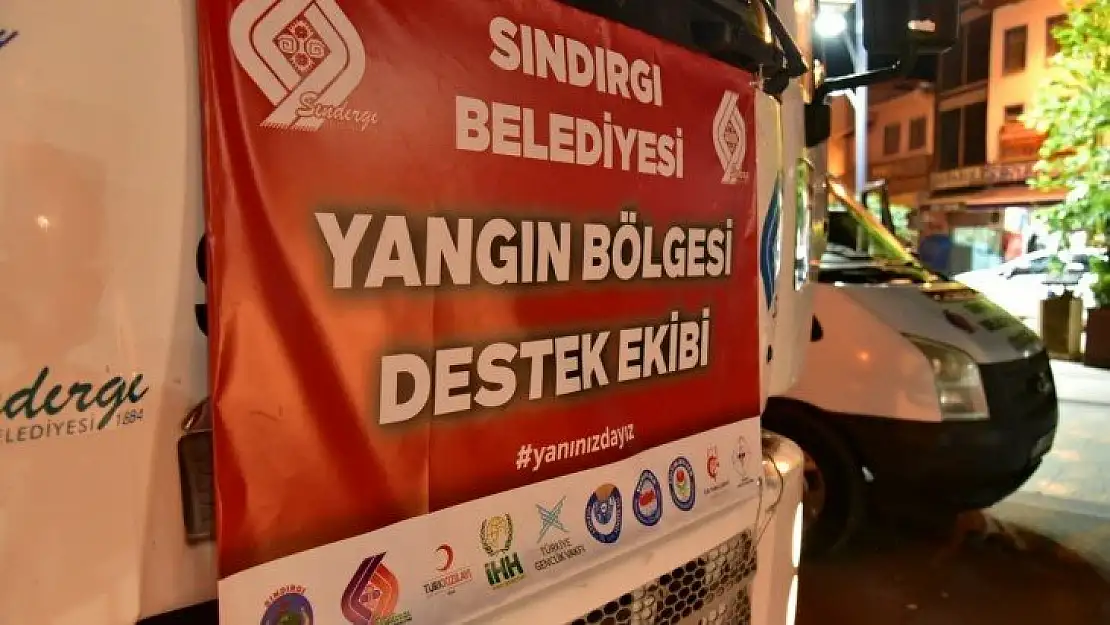 Sındırgı yangın destek ekibi ve yardımlar Muğla yangın bölgesine ulaştı