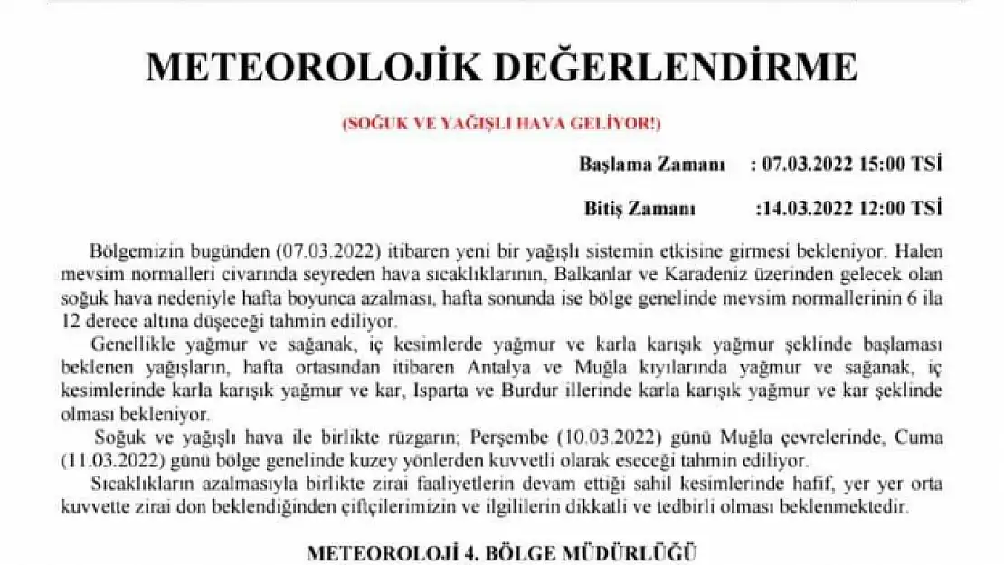 Soğuk Havalar Geri Geliyor