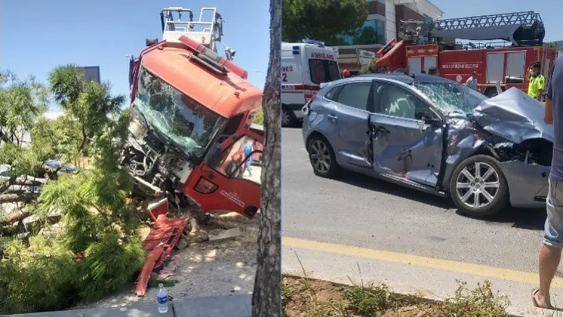 Yangına giden itfaiye aracı ile otomobil kaza yaptı: 5 Yaralı