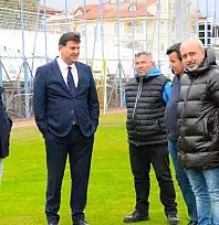 Fethiye Belediye Başkanı Alim Karaca, Fethiye İlçe Stadyumu'nda incelemede bulundu