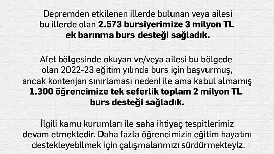 TÜRK EĞİTİM VAKFI, AFETZEDE 1.000 YENİ ÖĞRENCİYE DAHA UMUT OLACAK
