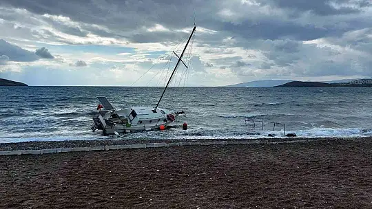 600 bin lira değerindeki yelkenli tekne karaya oturdu
