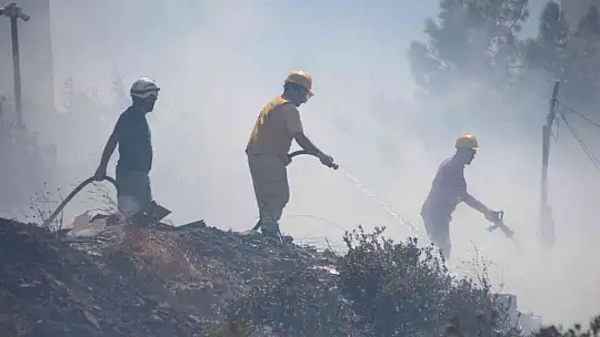 Ağaçlık alandaki yangın konteyner eve sıçradı