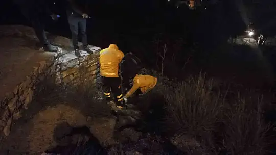 Arabaya çarpıp uçurumdan yuvarladı