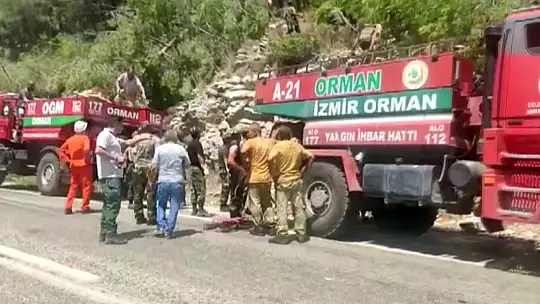 Azerbaycan'dan gelen itfaiyeciler Hisarönü Orhaniye yolundaki çalışmalara katılıyor