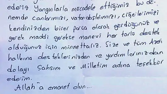 Azerbaycanlı ateş savaşçılarına duygulandıran mektuplar