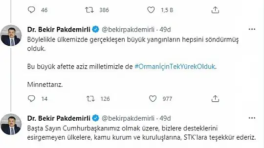 Bakan Pakdemirli: ''Köyceğiz yangını kontrol altına alındı''