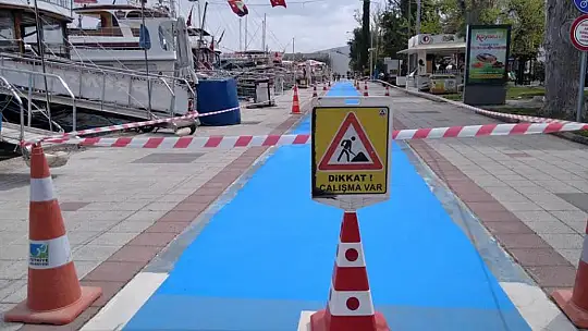 Bisiklet yolunda boyama çalışması başladı