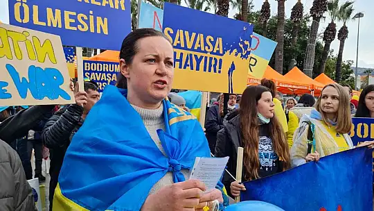Bodrum'da Rusya'nın saldırısı protesto edildi