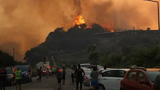Çökertme'de rüzgarın etkisiyle alevler bir anda yükseldi