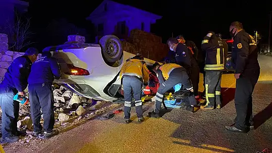 Fethiye'de takla atan otomobilin sürücüsü yaralandı