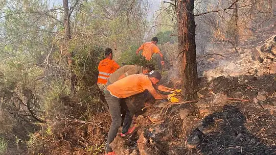 Marmaris Belediyesi yangında var gücü ile sahada