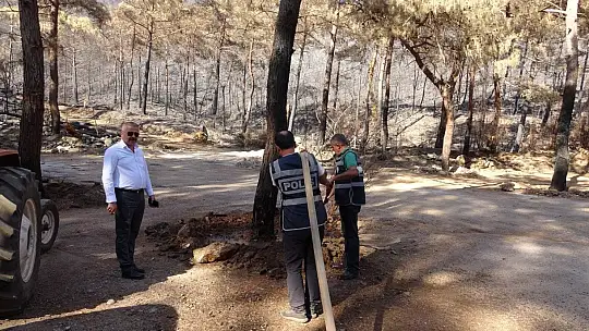 Marmaris polisi yangından zarar gören ağaçları yeniden yeşertmek için seferber oldu