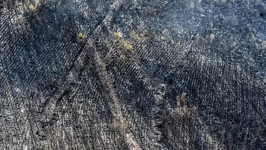 Marmaris'te orman yangınlarına yapılan müdahale helikopterden görüntülendi