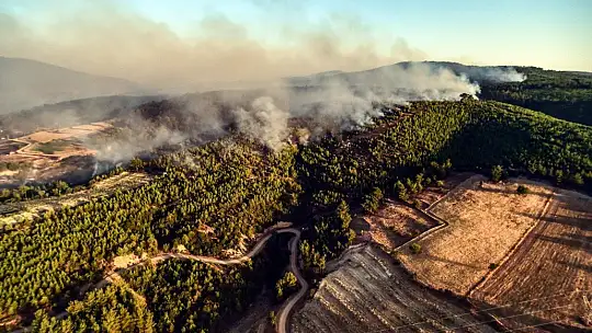 Marmaris'te orman yangınlarına yapılan müdahale helikopterden görüntülendi