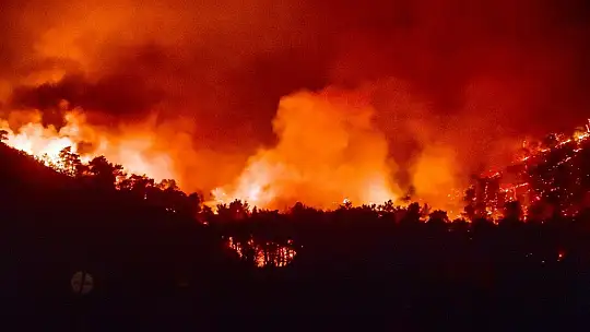 Marmaris'te rüzgarın şiddetiyle büyüyen yangın devam ediyor