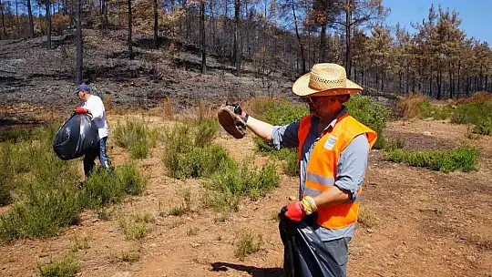 Marmaris'te yanan alanlarda temizlik yapıldı