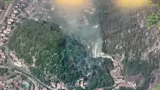 Marmaris'teki orman yangını bölgesi İHA ile görüntülendi