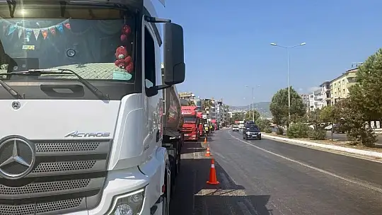 Milas'ta yük taşıyan araçlar denetleniyor
