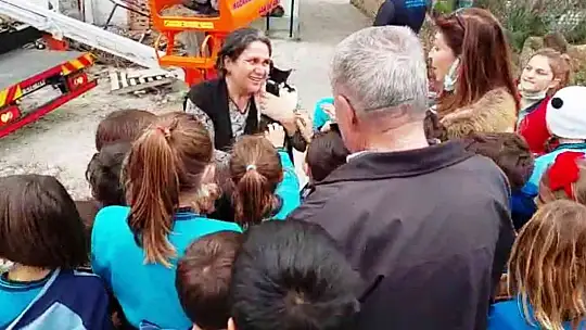Minik öğrencilerin kedi kurtarma heyecanı