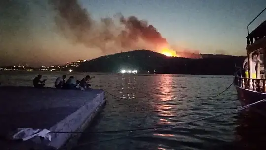 Muğla'da yangın söndürme çalışmaları sürüyor, alevler geceyi aydınlatıyor