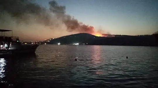Muğla'da yangın söndürme çalışmaları sürüyor, alevler geceyi aydınlatıyor