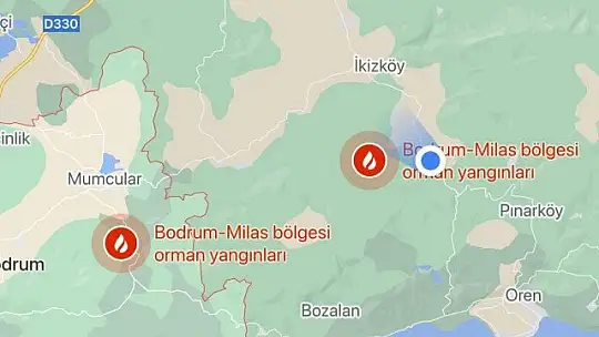 Muğla'daki yangınlar navigasyon uygulamalarına da yansıdı