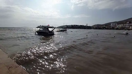 Olumsuz hava koşulları nedeniyle Datça'da batan tekne kurtarılamadı
