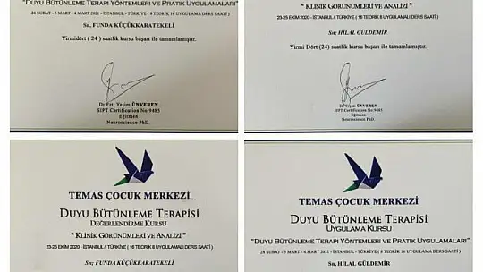 Duyu Bütünleme Terapisti unvanı aldılar