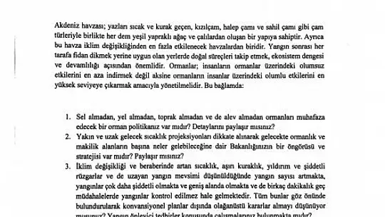 CHP'li Özcan'dan Tarım ve Orman Bakanına orman yangınları ile ilgili 41 soru