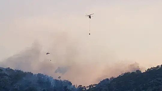 Seydikemer'de çıkan orman yangını devam ediyor