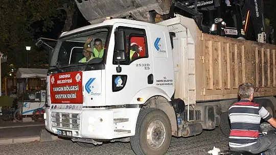 Sındırgı yangın destek ekibi ve yardımlar Muğla yangın bölgesine ulaştı