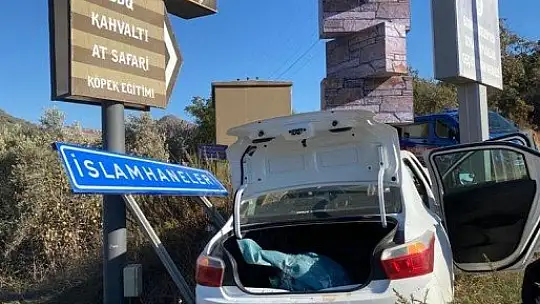 Tabelaya çarpıp ormanlık alana kaçtılar