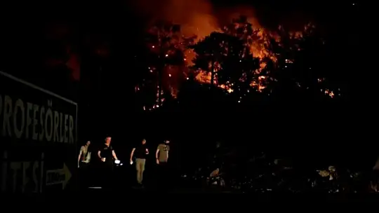 Tarihi Amos Antik Kenti çevresindeki yangına TOMA müdahelesi