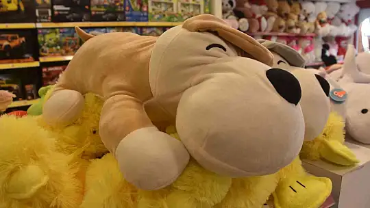 ÜÇ KÖPEĞİN MAĞAZADAN OYUNCAK KÖPEK ÇALMASI GÖRENLERİ GÜLÜMSETTİ