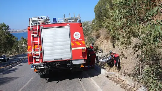 Virajı alamayıp şarampole devrildi