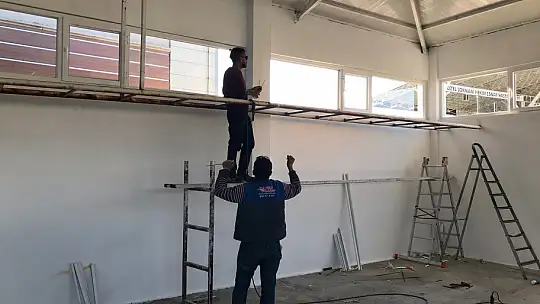 Güreş salonunda çalışmalar bitti