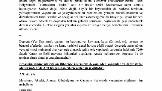 Afet bölgesindeki yurttaşların hakları