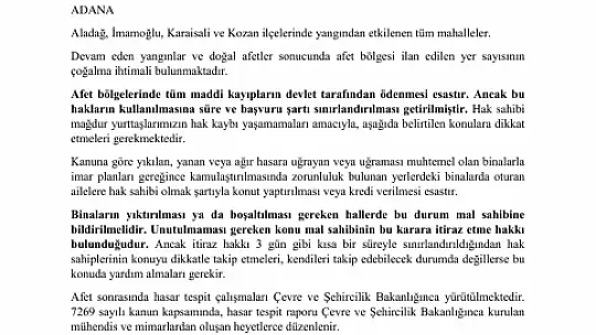 Afet bölgesindeki yurttaşların hakları