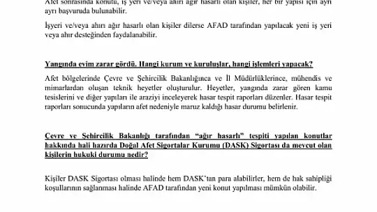 Afet bölgesindeki yurttaşların hakları