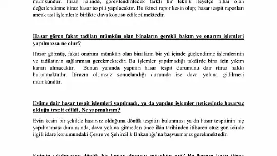 Afet bölgesindeki yurttaşların hakları