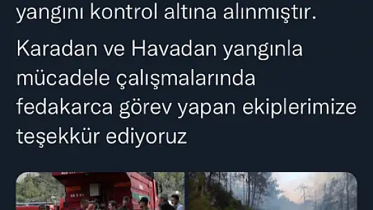 ULA'DA ÇIKAN YANGIN KONTROL ALTINA ALINDI