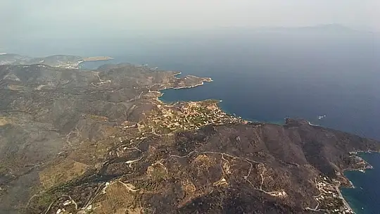 Yangın sonrası siyaha bürünen Muğla gökyüzünden böyle görüntülendi