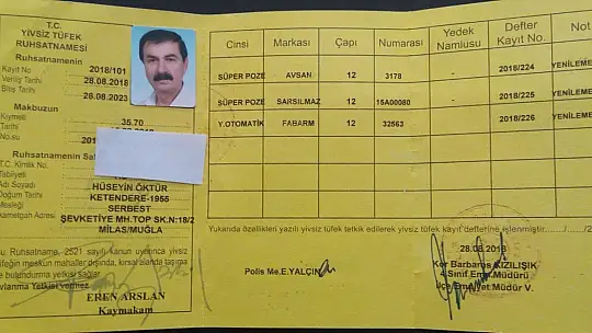 Yivsiz tüfek ruhsatnameleri değişiyor