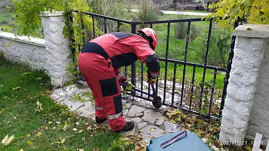 Yolunu şaşıran kirpi korkuluklara sıkıştı