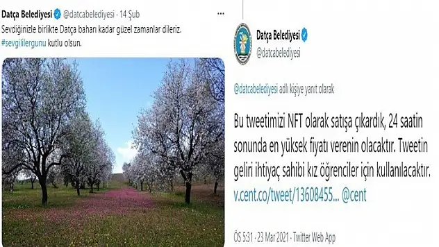 Datça Belediyesi Tweetini satışa çıkardı